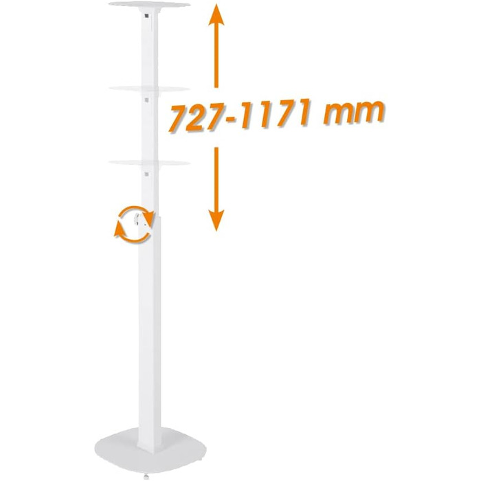 Підставки для колонок, 2 шт. – міцні ніжки для акустичних систем, до 10 кг, регульована висота 727-1171 мм (білі)