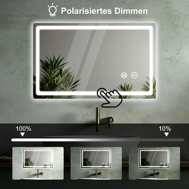LED дзеркало для ванної кімнати KLGFI з підсвіткою, сенсорним вимикачем та функцією антизапар, 50 x 70 см