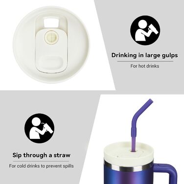 Термокружка-пляшка 1200 мл з трубочкою та антиковзним покриттям, без BPA, з подвійними стінками, для авто, офісу, відпочинку (Пастельно-рожевий, Біло-рожевий, Пурпурно-червоний)