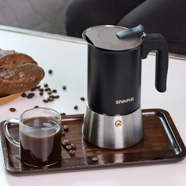 Espressokocher Sivaphe Induktion, 450 мл, нержавіюча сталь, для 9 порцій, без алюмінію