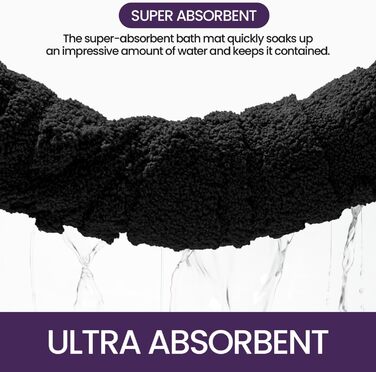 Килимок для ванної кімнати DEXI, чорний, 61 x 92 см, машинне прання, антиковзаюча поверхня