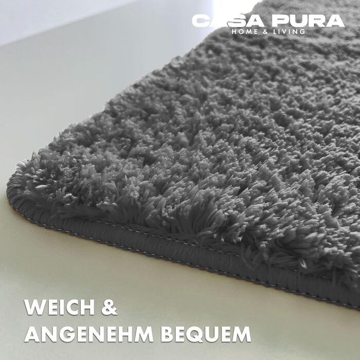 Casa Pura Килимок для ванної кімнати з високим ворсом Sky Soft - М'який, пухнастий, з ефектом шаги - Нековзний, пральний, перевірений на шкідливі речовини - 16 кольорів у 6 розмірах (80x150 см, /Ivory)