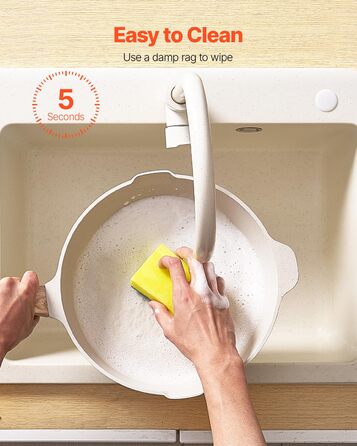 Набір каструль та сковорідок VEVOR з нержавіючої сталі (19 предметів) з кришками з термостійкого скла, антипригарне покриття, для кухні та кемпінгу, підходить для приготування соусів, тушкування та варіння (білий)