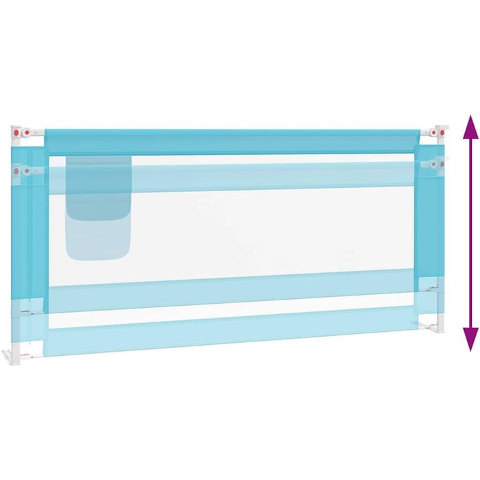 Бортик для ліжка дитячого vidaXL 200x25 см, синій, тканинний захист від випадання для малюків та дітей