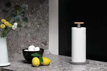 Тримач для паперових рушників Alessi Mattina BG05 R, сталь з епоксидним покриттям та бамбукова ручка, темно-сірий