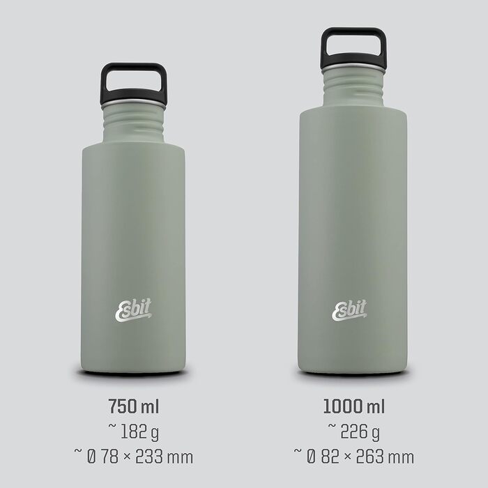 Скульптор пляшки для води Esbit - Пляшка для води з нержавіючої сталі з практичною петлею - 1000 мл сірого кольору 1000 мл Stone Grey