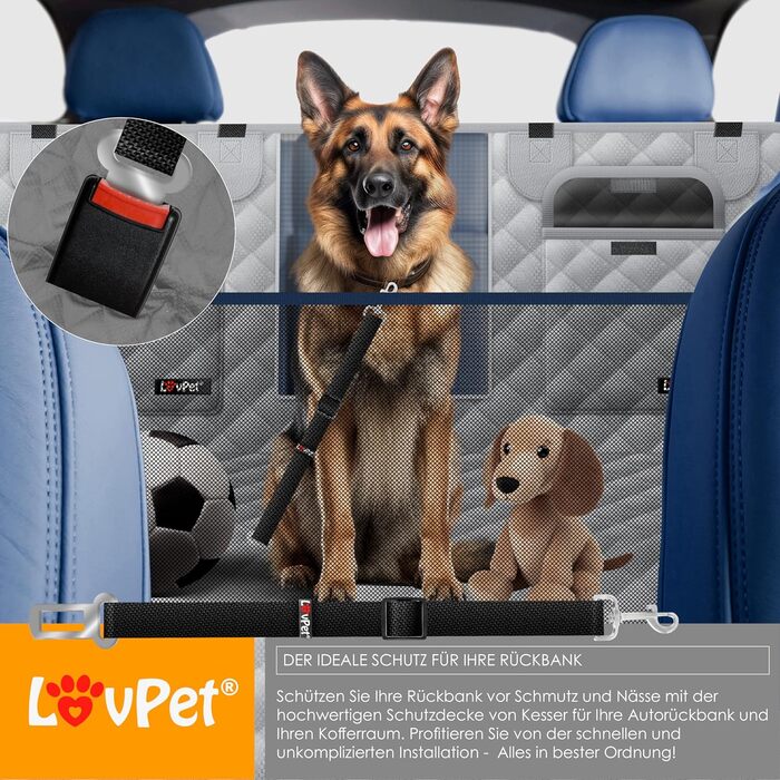 Ковдра для собак Lovpet 2в1 для автомобіля - багажник та заднє сидіння