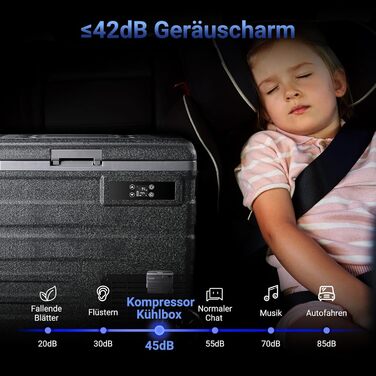 Автомобільний компресорний холодильник AAOBOSI 65л з Wi-Fi, LED, -20°C/+20°C, 12/24V/220V, на колесах для авто, кемпінгу, подорожей