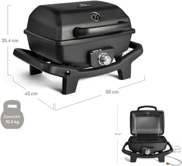 Rollwagen для газового гриля Wayne від BURNHARD®: міцна сталева рама, пластикові столики, адаптер для газового балону