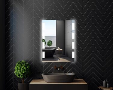 Дзеркало для ванної кімнати 50x70 см з підсвічуванням LED, сенсорний вимикач, бічне підсвічування