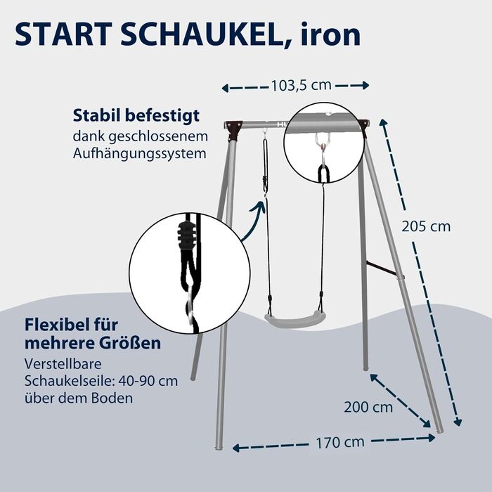 Дитяча гойдалка Hudora Start зі сталевим каркасом та сидінням - міцна, безпечна, для саду