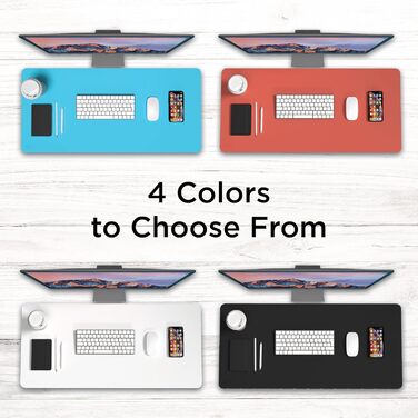 Килимок для столу Black+Decker зі штучної шкіри для клавіатури та миші, захисний підкладник для геймінгу та домашнього офісу (Білий/Сад, 40x81 см)