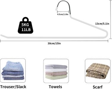 Металеві вішалки для штанів AIY05B, набір, 6 шт. - зручні, неслизькі, компактні, 38x13 см