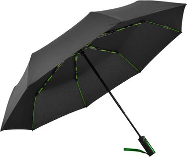Велика кишенькова парасолька зі скловолокна 104 см з кольоровими подвійними спицями - чорно-зелена