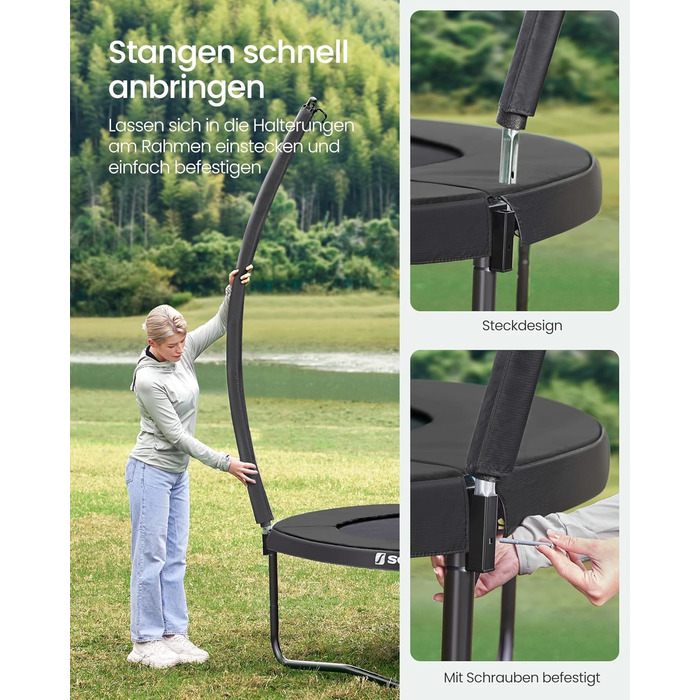 Батут SONGMICS вуличний Ø427 см з захисною сіткою, драбиною та м'якими стійками, чорний