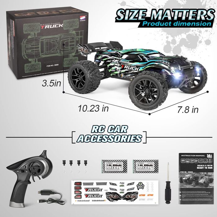 Радіокерований позашляховик HBX 1:18 4WD 36+ км/год Monster Truck RC Truggy Водонепроникний RTR