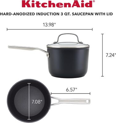 Сковорода-гриль KitchenAid з виливом, хард-анодована, з антипригарним покриттям, квадратна, 29 см, матовий чорний (3 літри)