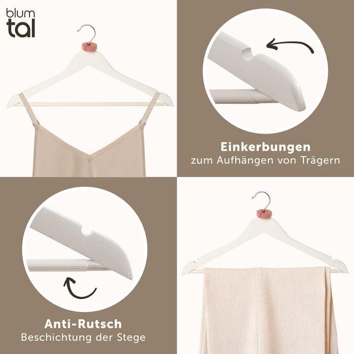 Набір вішалок для одягу Blumtal: 40 шт., з дерева, з антиковзким покриттям та захистом від молі