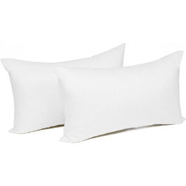 Набір з 2 чохлів для подушок 50x70 см білий 100 бавовна, тільки чохол для подушок - чохол для подушок на блискавці, м'який чохол для диванних подушок, декоративний чохол для подушок з подвійною упаковкою