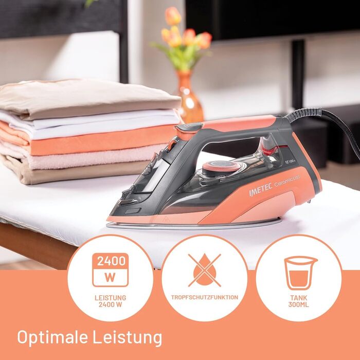 Праска з парою Imetec Activation з керамічно-турмаліновою підошвою, 2400 Вт, ZeroCalc, 200 г/хв