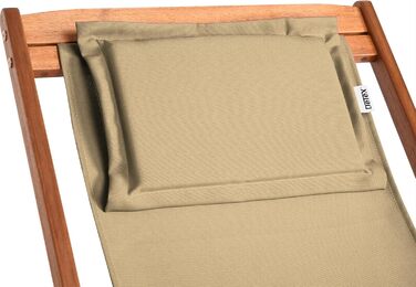 Лежак для відпочинку Casaria® з дерева, вологостійкий, складний, регульований, 160 кг, підлокітники, подушка для шиї, для саду та балкону, акація, 94x94x60 см (бежевий)