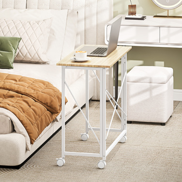 Складаний стіл на колесах, економія простору, сталь, МДФ, натуральний дизайн