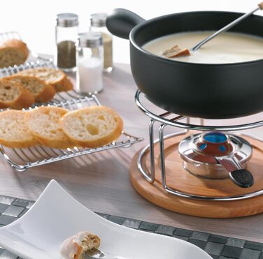 Набір для фондю Kela Käsefondue Set 10tlg, керамічний фондю на 6 осіб NATURA, з підставкою для пальників, виделки та тримач для виделок