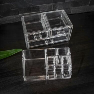 Органайзер для макіяжу Коробка для зберігання косметики з висувними ящиками Прозорий акриловий пластик 16x19x12 см