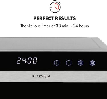 Електричний дегідратор Klarstein Flavour Dry з нержавіючою сталлю, 6 решіток, LCD-дисплеєм, таймером та 360° циркуляцією повітря