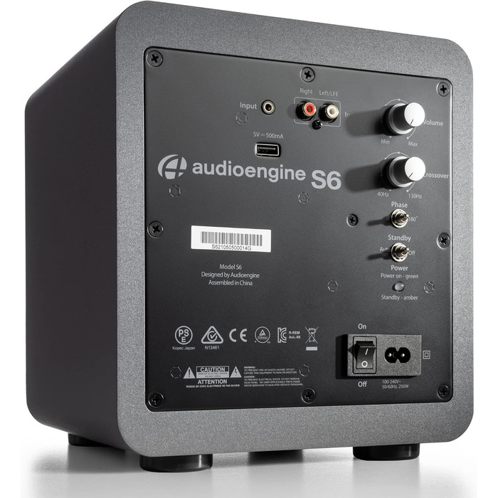 Активний сабвуфер Audioengine S6 15 см, компактні і потужні баси - 210 Вт