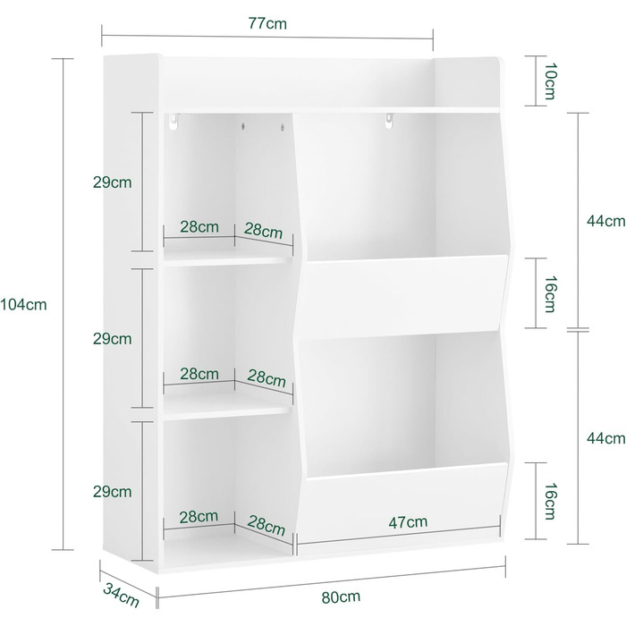 Полиця для книг SoBuy Montessori для дітей, зелена, 80x104x34 см (KMB55-K-GR)