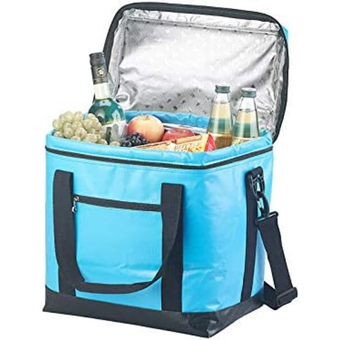 Сумка для заморожування PEARL Складна сумка-холодильник з ручками, водонепроникний брезент для вантажівки, 26 л, синій (термосумка-холодильник, складна сумка-холодильник, пляшка для води з ручкою для перенесення)