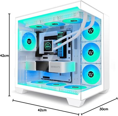 Ігровий корпус KEDIERS G500 білий ATX Mid Tower з 6 ARGB вентиляторами та подвійним загартованим склом