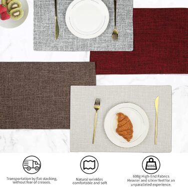 Набори тканинних серветок на стіл, 8 шт, Бордовий колір, Стійкі до високих температур, Легко миються, для кухні