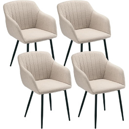 Набір з 4-х обідніх стільців у бежевому кольорі з підлокітниками, для кухні, вітальні, спальні