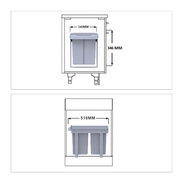 Relaxdays Вбудований контейнер для сміття сірий Deluxe 4x8L