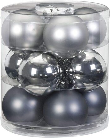 Чарівні ялинкові кулі скляні 8 см 12 шт. ялинкові кулі колір просто білий-суміш (білий) (Туманний сірий-Сірий)