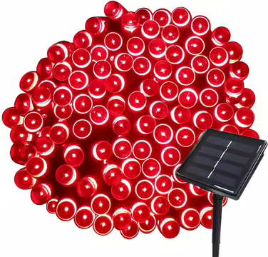 Tuokay Сонячна гірлянда 22м 200 LED, водонепроникна, 8 режимів, для вулиці, декор для саду, балкона, тераси, альтанки, газону, весільна декорація, червона