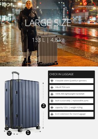 Набір валіз Hauptstadtkoffer Q-Damm (S+L) - 2 шт., TSA, темно-синій колір, Rollkoffer, валіза для подорожей