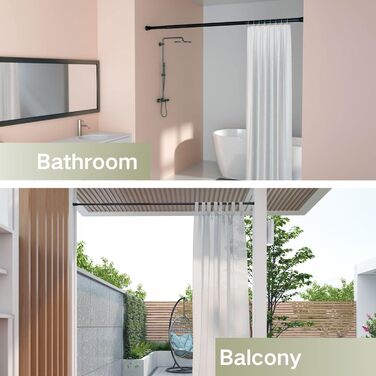 Телескопічний карниз для штор без свердління та гвинтів, розсувна штанга для ванної кімнати та шафи, 85-265 см (Ø 32 мм), чорний