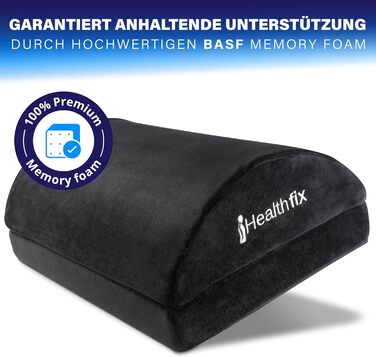 Підставка для ніг під стіл Healthfix® Ergonomische Fußstütze | Регульована висота, з м'якою підкладкою | Для офісу та дому, чорна