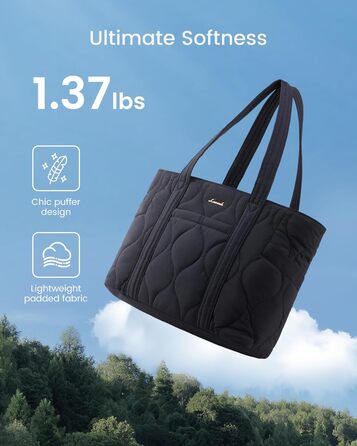 Сумка для ноутбука LOVEVOOK 15.6 дюймів, жіноча сумка-шоппер, велика містка сумка-тоут для роботи, навчання, подорожей, чорна