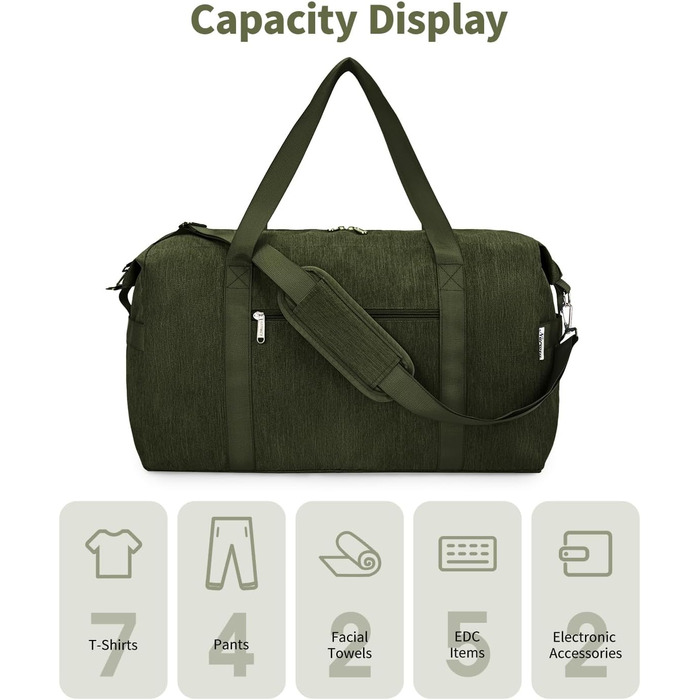 Ручна поклажа Narwey 40L Army Green - Дорожня сумка жіноча/чоловіча 52x35x22 см