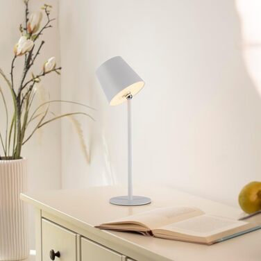 LED настільна лампа SellTec на акумуляторі, USB, біла, диммувана, IP54 для саду, кемпінгу, балкону або тераси