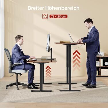 Підставка для столу WOLTU, електрична, регульована висота та ширина, 4 пам'яті, USB-порт, чорна