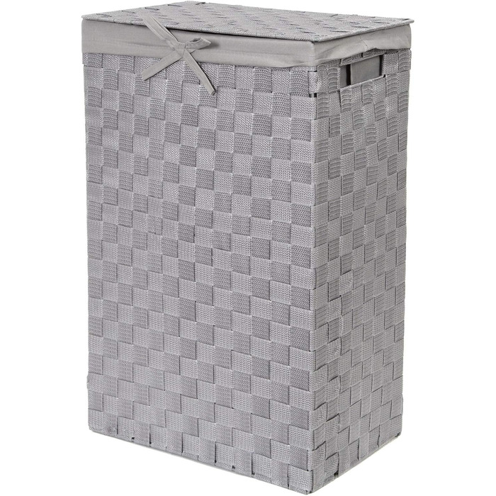 Кошик для білизни RAN6891 Stan з кришкою, ручками, плетіння, металевий каркас, знімне вкладиш з льону, 30 x 30 x 50 см, Колір: Коричневий