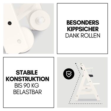 Високий стільчик для годування Hauck Beta+ Newborn Set - комплект для новонароджених, від народження з 2-в-1 функцією гойдалки, подушкою для сидіння та підносом для їжі (білий)