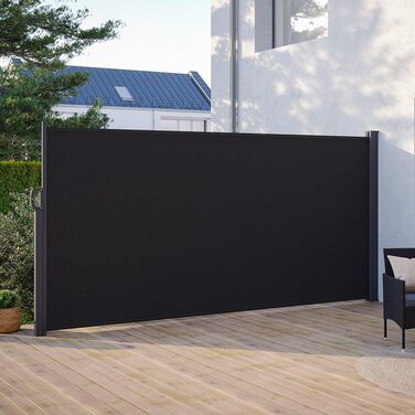 Розсувна бічна маркіза STEELSØN Zirella 180x400 см, алюмінієва, антрацит, захисна шторка для балкона та саду