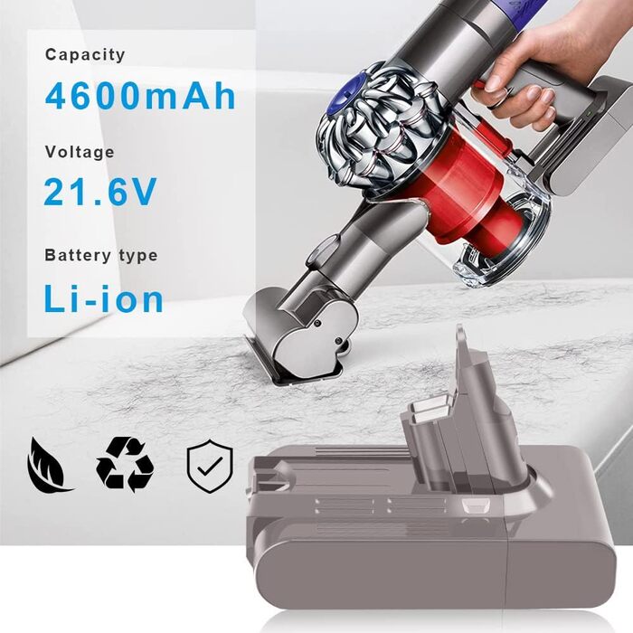 Заміна літієвої батареї LabTEC V6 21,6 В 4600 мАг для ручного пилососа Dyson V6 DC58-DC74 SV03-SV09