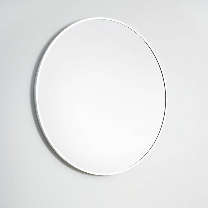 Круглий настінний дзеркало GOLD&CHROME: великий, 50x50 см, з гарантією 2 роки. Ідеально для ванної кімнати та макіяжу. Алюмінієвий, декоративний, великий дзеркало для ванної кімнати.